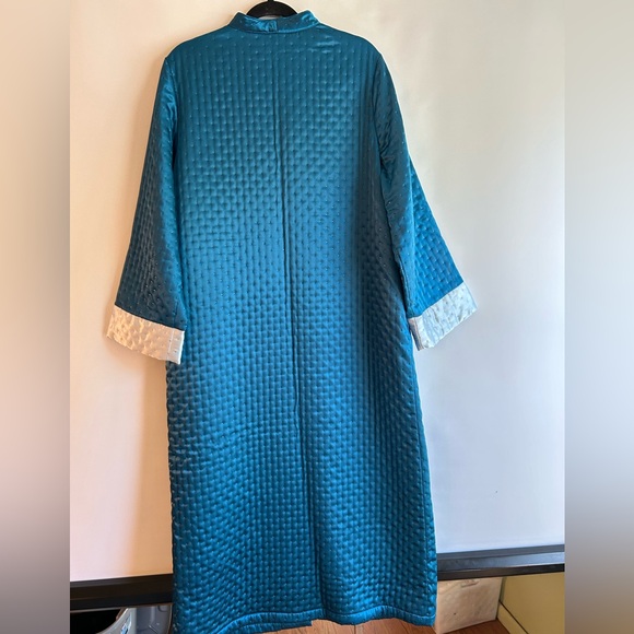 MORGAN TAYLOR INTIMATES ROYAL BLUE PATTERN WITH POCKETS TASSEL ZIP UP ROBE LARGE - Picture 3 of 9